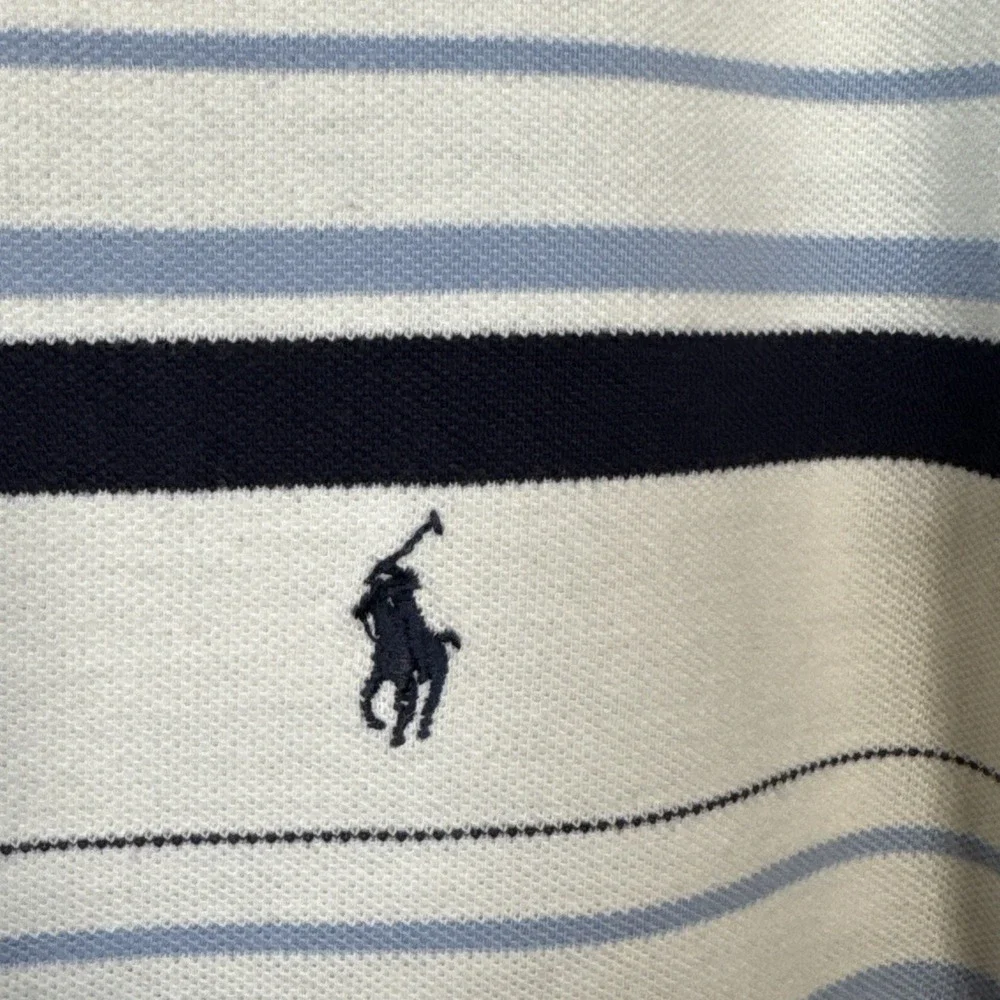 VTG Polo Ralph Lauren  Adult Large White  Blue Stripes  Short Sleeve Shirt Rugby